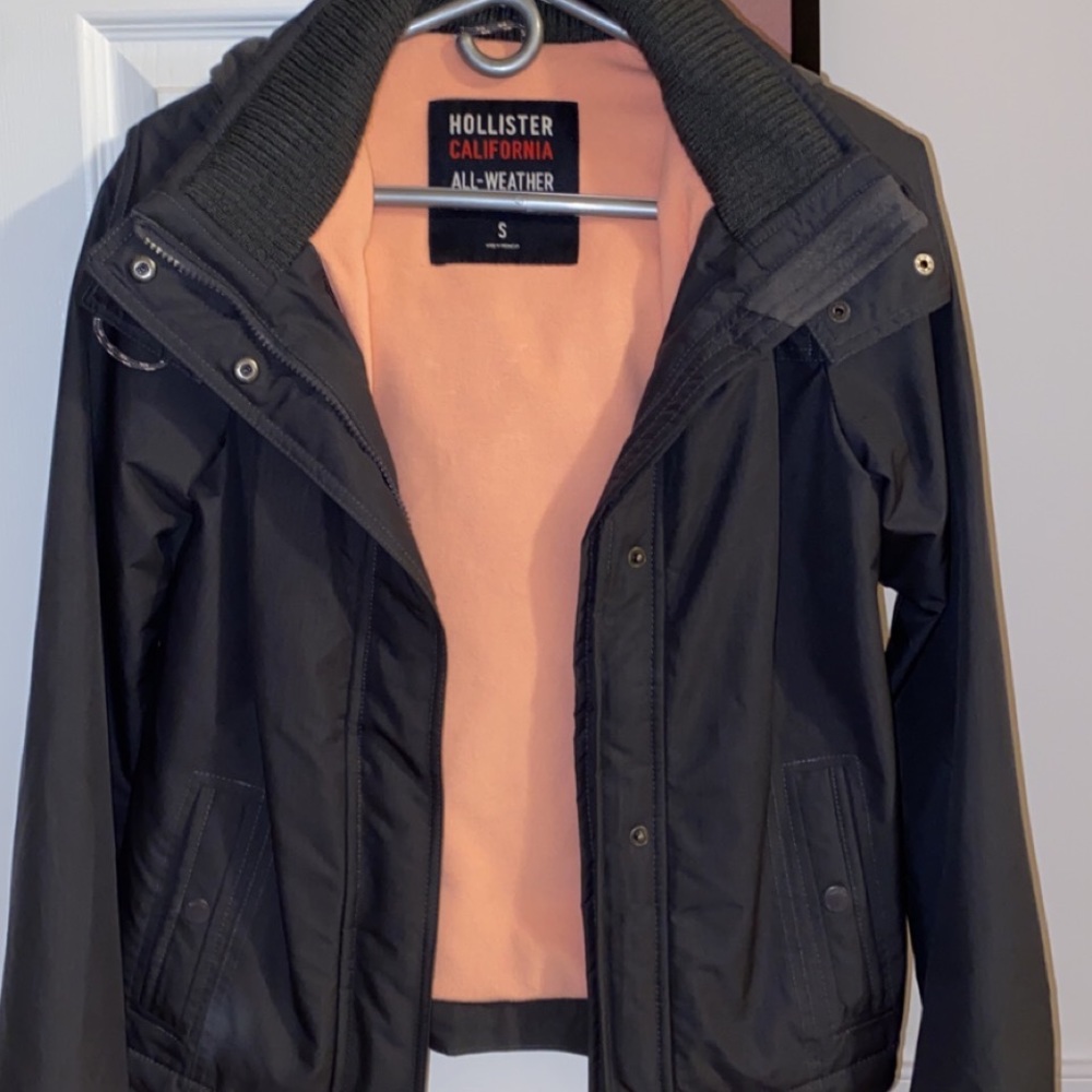 Hollister California Grey Womens All Weather hooded Zip Up  jacket small.